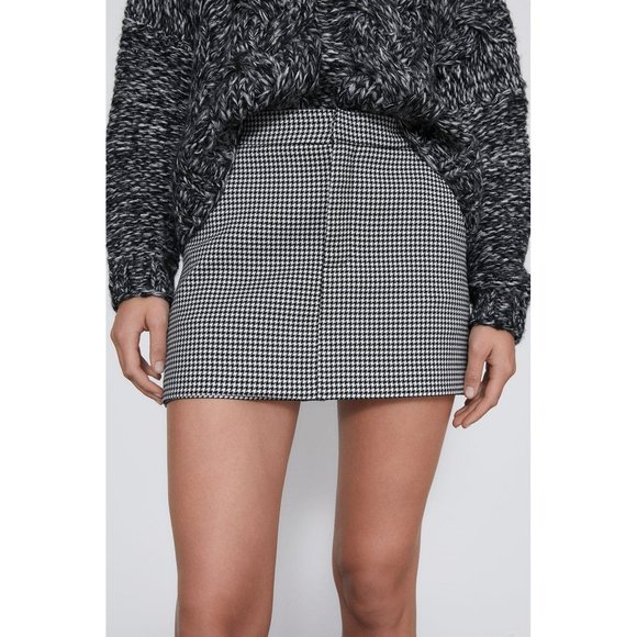 NWT - Zara Houndstooth Miniskort - Picture 1 of 5